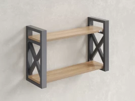 Полка настенная 900x200x500 RM196-90x20 Вяз Швейцарский светлый/Серый