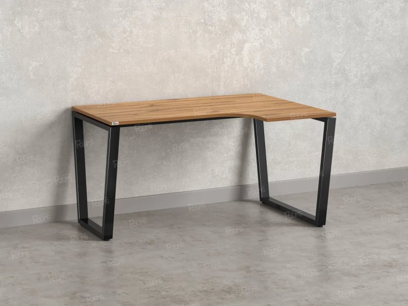 Стол угловой, U-опора, правый 1800x700/900x750, RM050-18x7-9 Дуб Юстус/Черный