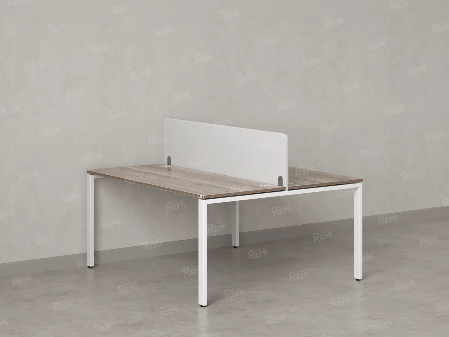 Бенч-система, 2 рабочих места, с одним тканевым экраном 1200x1400x750 RM165-1-12x14 Дуб Маувелла/Белый