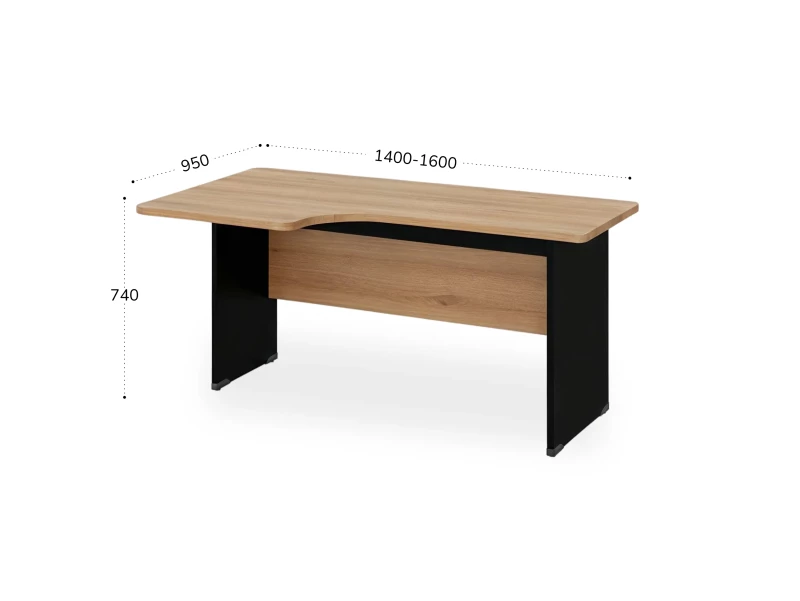 BRL RB085-160х95L Угловое рабочее место левое 1600х950х740 Акация/Черный
