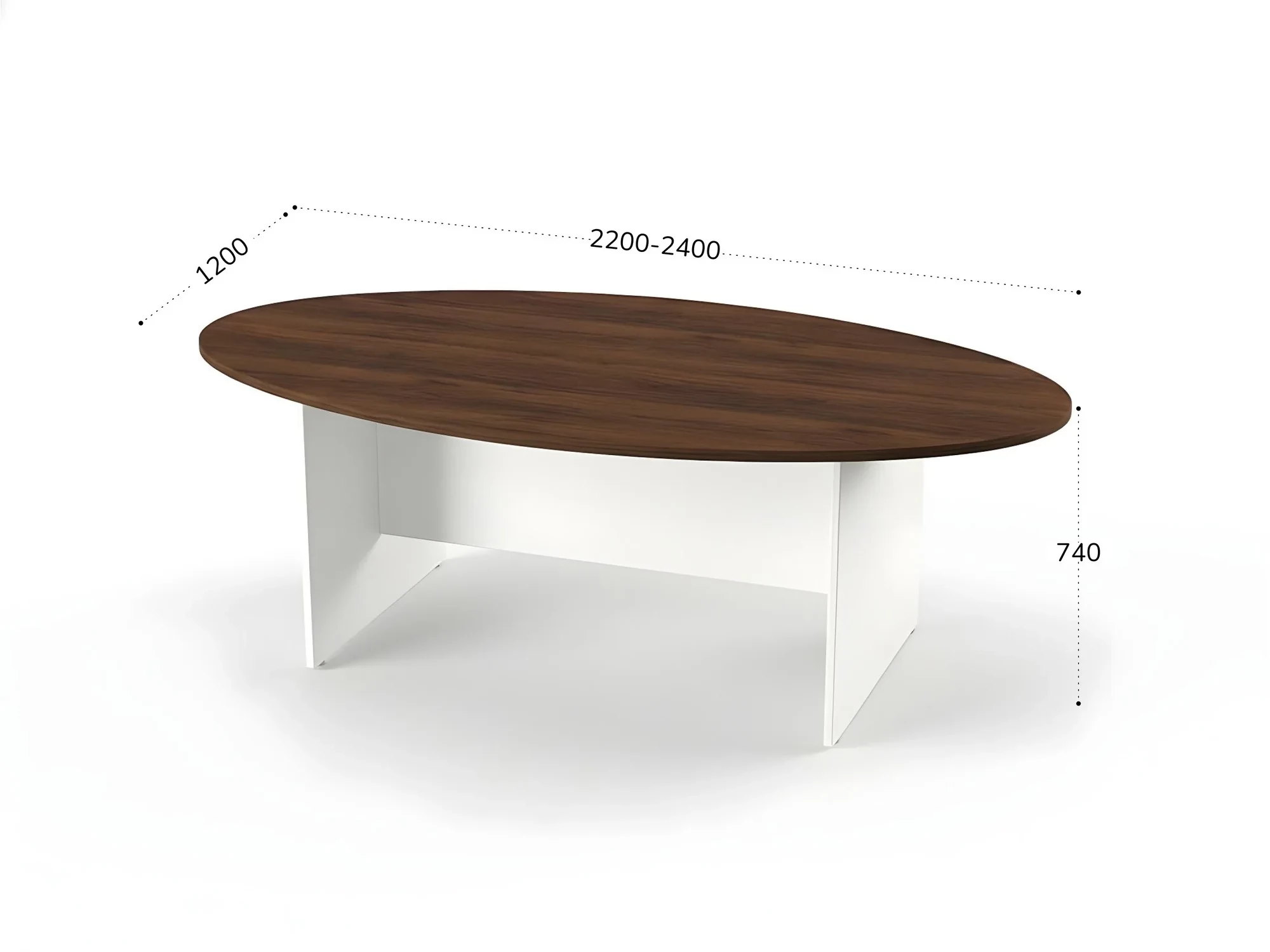 BRL RB007-220х120 Конференц-стол овальный 2200х1200х740 Орех Вармия/Белый