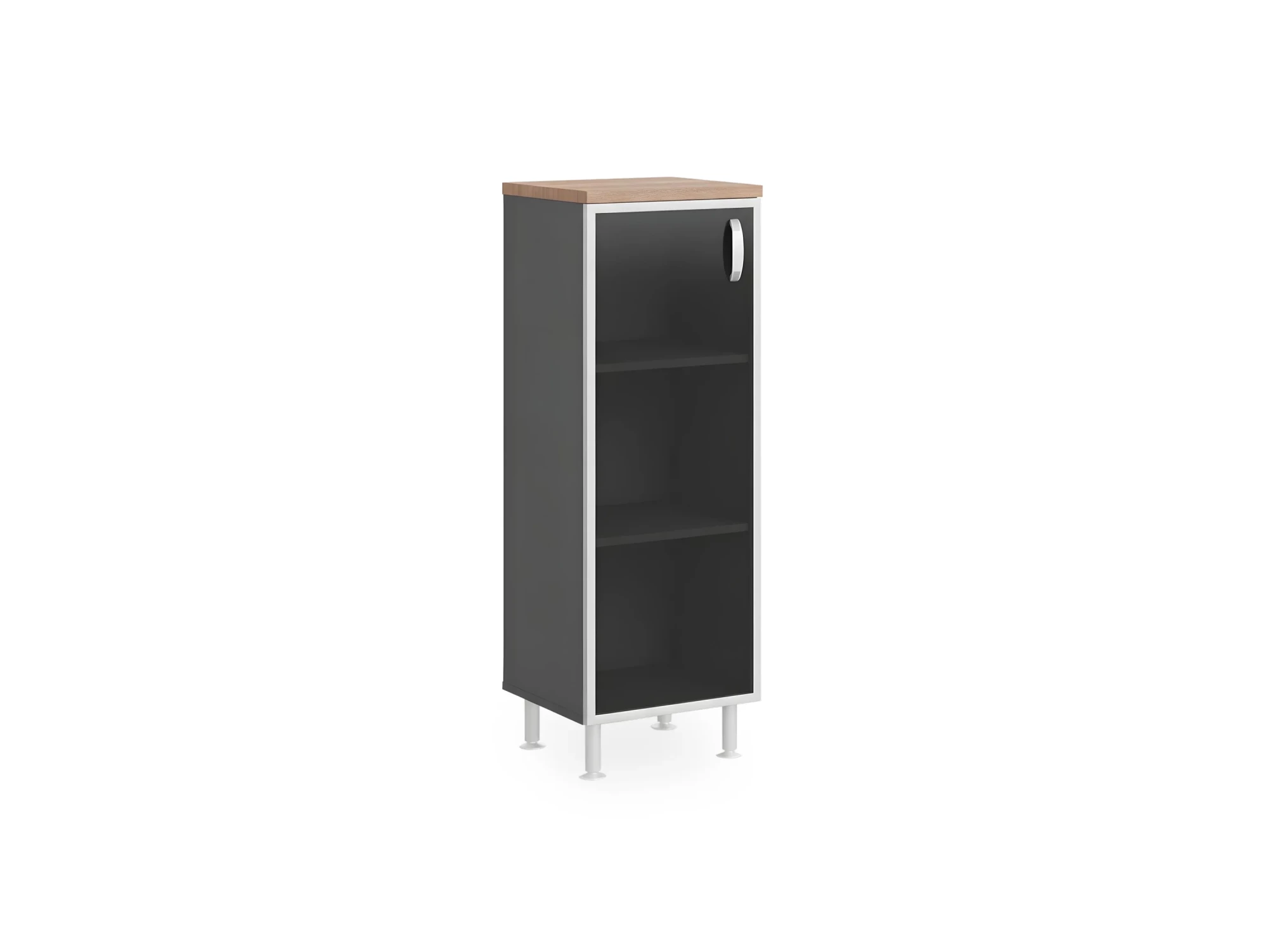 BRL RB050-45х43L Стеллаж закрытый витрина стекло в раме левый 450х430х1290 Шорвуд/Черный