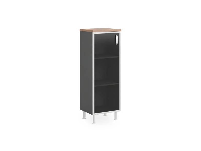 BRL RB050-45х43L Стеллаж закрытый витрина стекло в раме левый 450х430х1290 Шорвуд/Черный