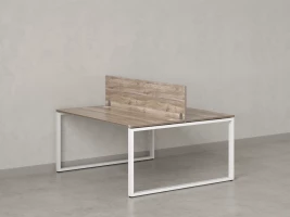 Бенч-система, 2 рабочих места, с одним экраном ЛДСП 1200x1400x750 RM169-2-12x14 Дуб Маувелла/Белый