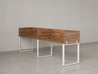 Бенч-система в 1 ряд, 2 рабочих места 5 ЛДСП экранов 3200x800x750 RM168-2-32x8 Дуб Юстус/Белый