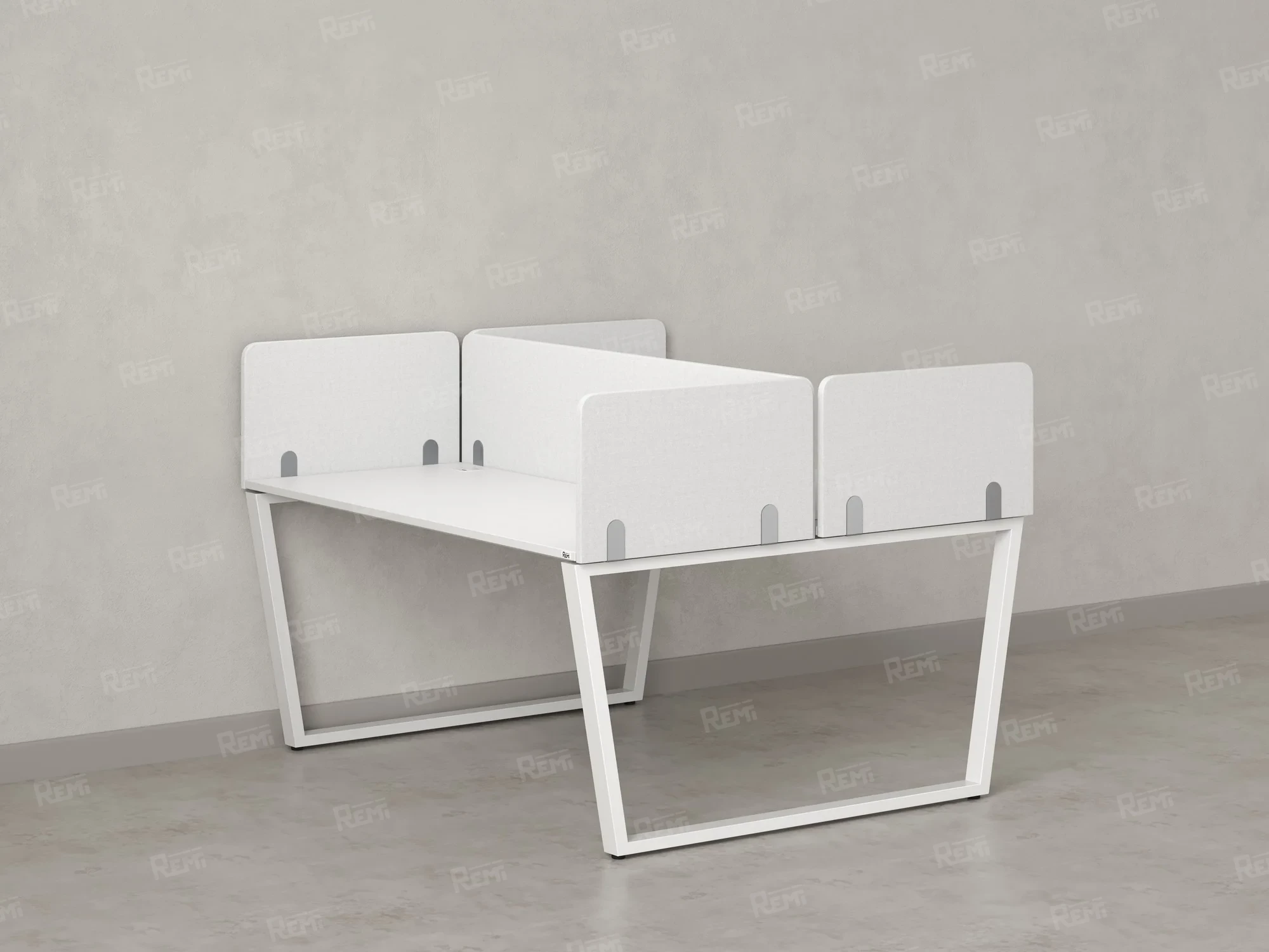 Бенч-система, 2 рабочих места, 5 тканевых экранов 1200x1200x750 RM172-3-12x12 Белый/Белый