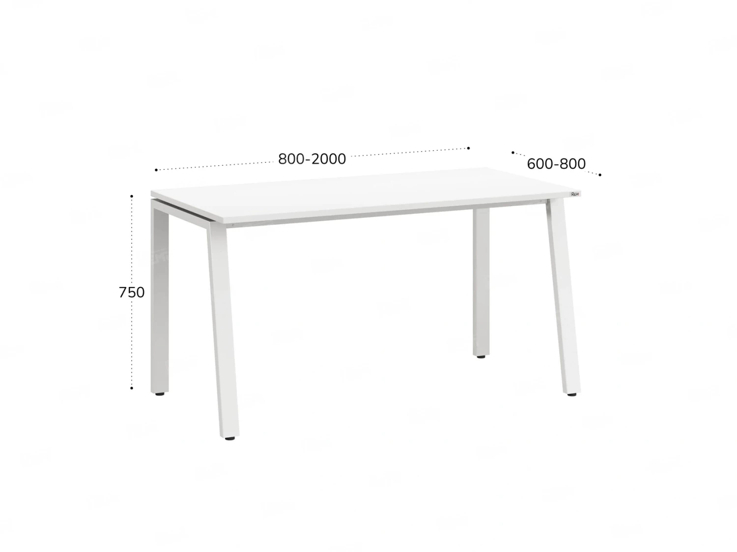 Стол прямой на Л-образных опорах 800x800x750 RM004-8x8 Белый/Белый
