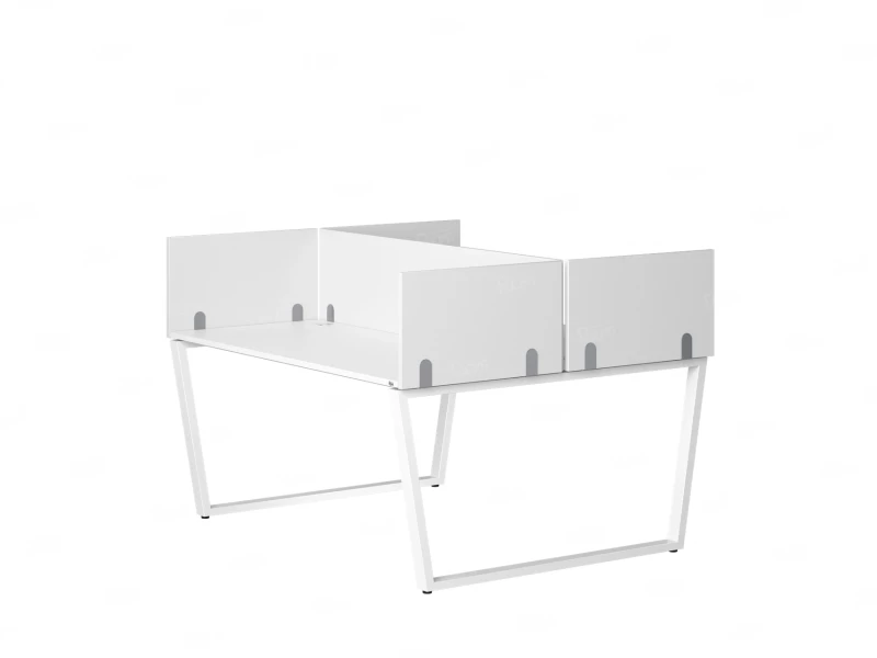 Бенч-система, 2 рабочих места, 5 ЛДСП экранов 1400x1600x750 RM172-4-14x16 Белый/Белый