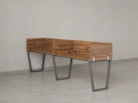 Бенч-система в 1 ряд, 2 рабочих места 5 ЛДСП экранов 3200x800x750 RM174-2-32x8 Дуб Юстус/Серый