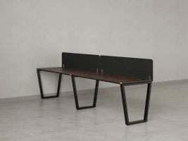 Бенч-система в 1 ряд, 2 рабочих места 2 тканевых экранов 2400x600x750 RM174-3-24x6 Дуб Апрельский шоколад/Черный