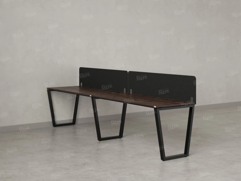 Бенч-система в 1 ряд, 2 рабочих места 2 тканевых экранов 2400x600x750 RM174-3-24x6 Дуб Апрельский шоколад/Черный