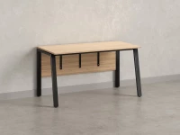 Стол прямой, Л-опора, экран ЛДСП,парящая стол-ца 1600x600x750 RM009-16x6 Вяз Швейцарский светлый/Черный