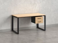 Стол прямой с подвесной тумбой 2 ящика, О-опора 1600x600x750 RM037-16x6 Вяз Швейцарский светлый/Черный