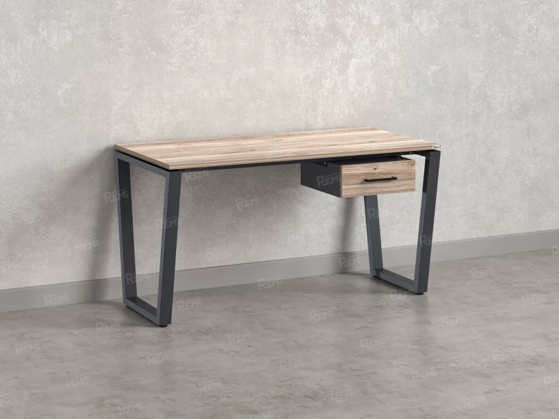 Стол прямой с подвесной тумбой, U-опора 1600x700x750 RM034-16x7 Дуб Маувелла/Серый