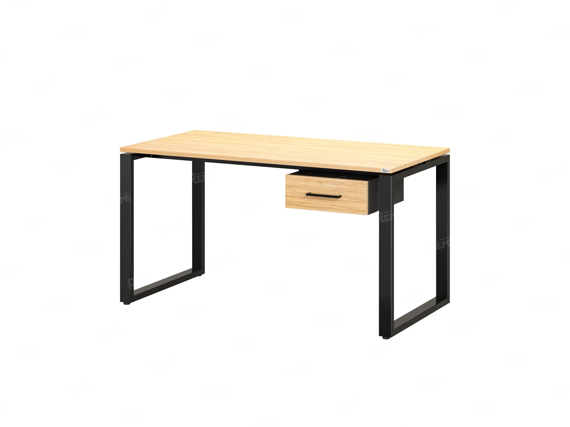 Стол прямой с подвесной тумбой, О-опора 1600x800x750 RM036-16x8 Вяз Швейцарский светлый/Черный