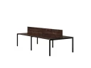 Бенч-система, 4 рабочих места, на П-образных опорах, 2 ЛДСП экранов 2800x1600x750 RM166-4-14x16 Дуб Апрельский шоколад/Черный