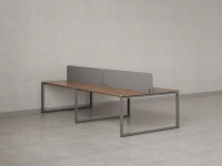 Бенч-система, 4 рабочих места, на О-образных опорах, 2 тканевых экранов 2800x1200x750 RM170-3-14x12 Дуб Юстус/Серый