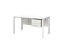 Стол прямой, подвесная тумба, ЛДСП экран, П-опора 1600x800x750 RM031-16x8 Белый/Белый