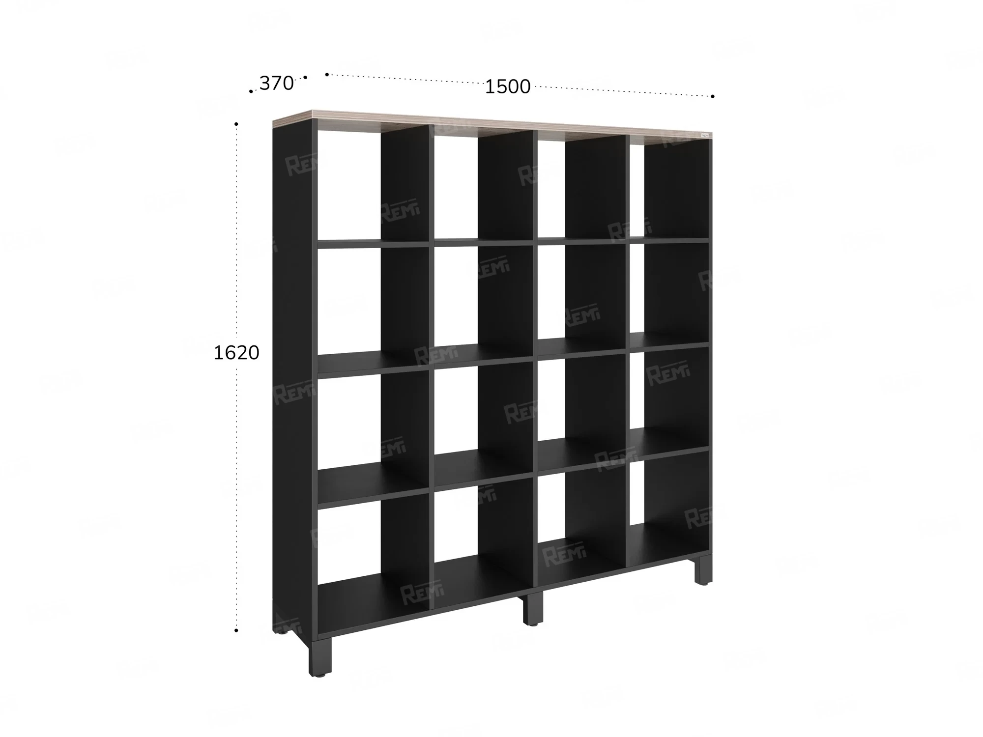 Стеллаж, 16 ячеек 1500х370х1620 RM140-15x37 Дуб Маувелла/Черный