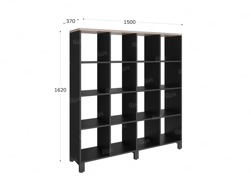 Стеллаж, 16 ячеек 1500х370х1620 RM140-15x37 Дуб Маувелла/Черный