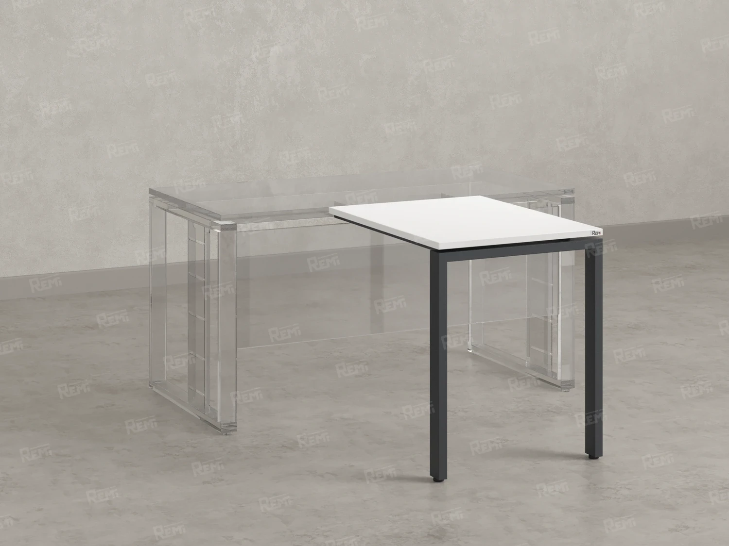 Брифинг прямой, с парящей столешнецей, на П-образном каркасе 1800x700x750 RM070-18x7 Белый/Серый