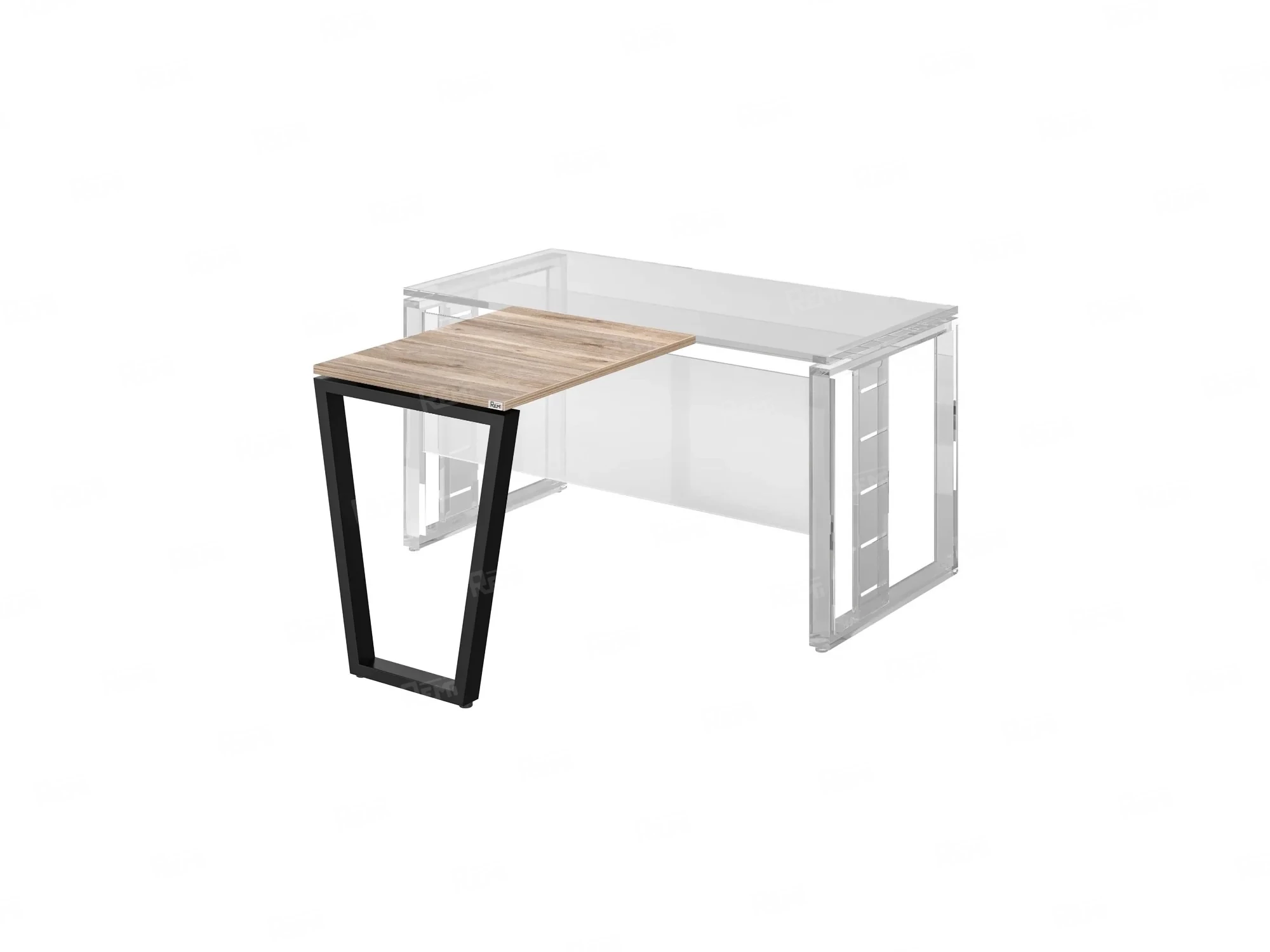 Брифинг прямой, с парящей столешнецей, на U-образном каркасе 900x600x750 RM074-9x6 Дуб Маувелла/Черный