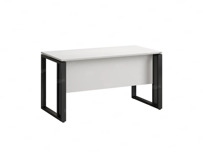 Стол прямой на О-образных опорах с экраном ЛДСП 1000x900x750 RM041-10x9 Белый/Черный