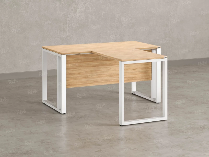 Стол с брифингом на О-образных опорах с экраном ЛДСП RM046-16x8 1600x2400x750 Вяз Швейцарский светлый/Белый