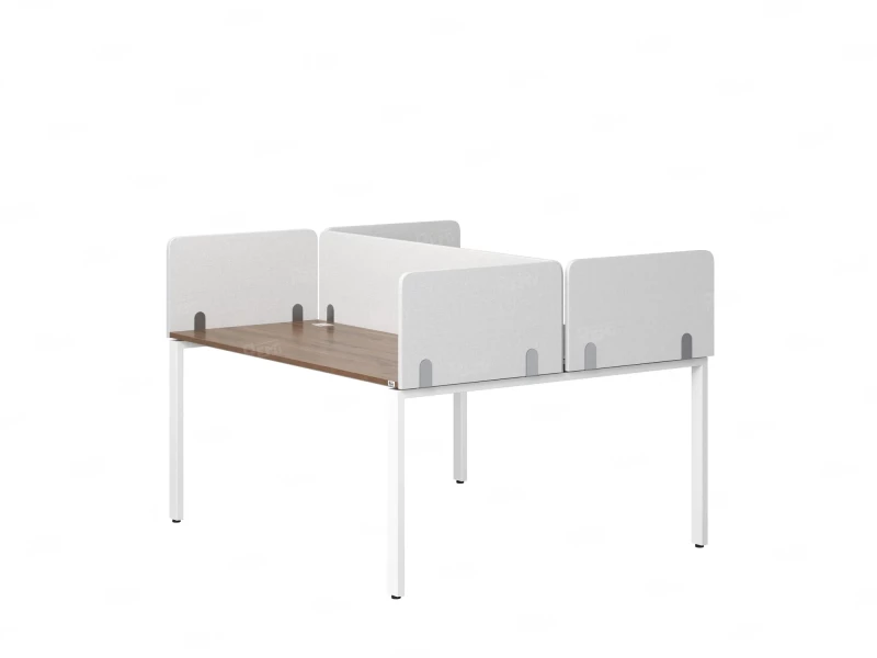 Бенч-система, 2 рабочих места, на П-образных опорах, 5 тканевых экрана 1400x1200x750 RM165-3-14x12 Дуб Юстус/Белый