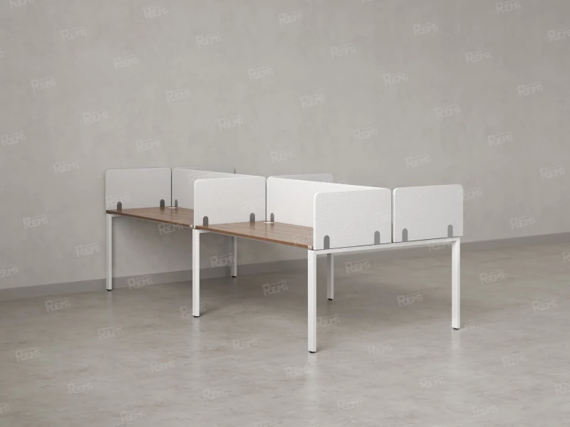 Бенч-система, 4 рабочих места, на П-образных опорах, 8 тканевых экранов 3200x1600x750 RM166-1-16x16 Дуб Юстус/Белый