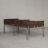 Бенч-система, 4 рабочих места, на П-образных опорах, 8 ЛДСП экранов 1200x1200x750 RM166-2-12x12 Дуб Апрельский шоколад/Серый