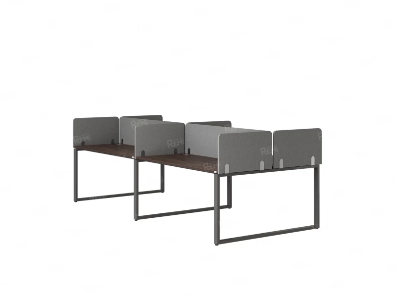 Бенч-система, 4 рабочих места, на О-образных опорах, 8 тканевых экранов 2800x1600x750 RM170-1-14x16 Дуб Апрельский шоколад/Серый