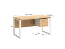 Стол прямой, подвесная тумба, ЛДСП экран, О-опора 1800x600x750 RM033-18x6 Вяз Швейцарский светлый/Белый