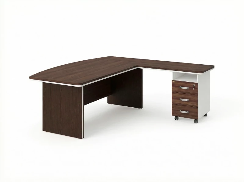 BRL RB071-180x200R Стол руководителя угловой R с тумбой 3 ящика 1800х2000х760 Венге/Белый