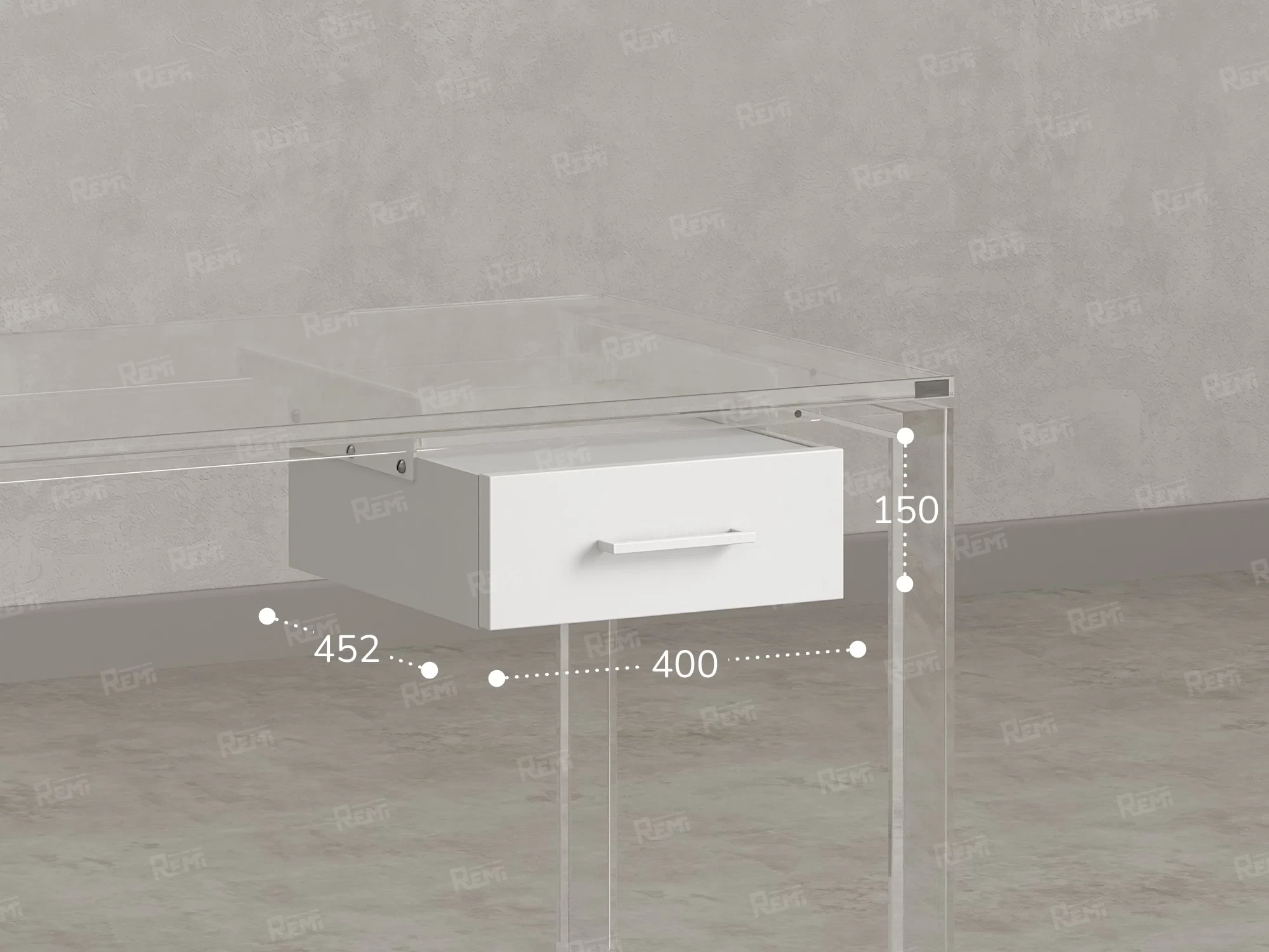 Тумба подвесная, один ящик 400x452x150 RM200-16х7 Белый/Белый