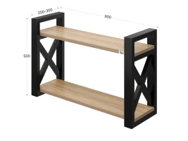 Полка настенная 900x200x500 RM196-90x20 Вяз Швейцарский светлый/Черный