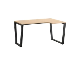 Стол угловой, U-опора, правый 1400x900/1200x750, RM050-14x9-12 Вяз Швейцарский светлый/Черный