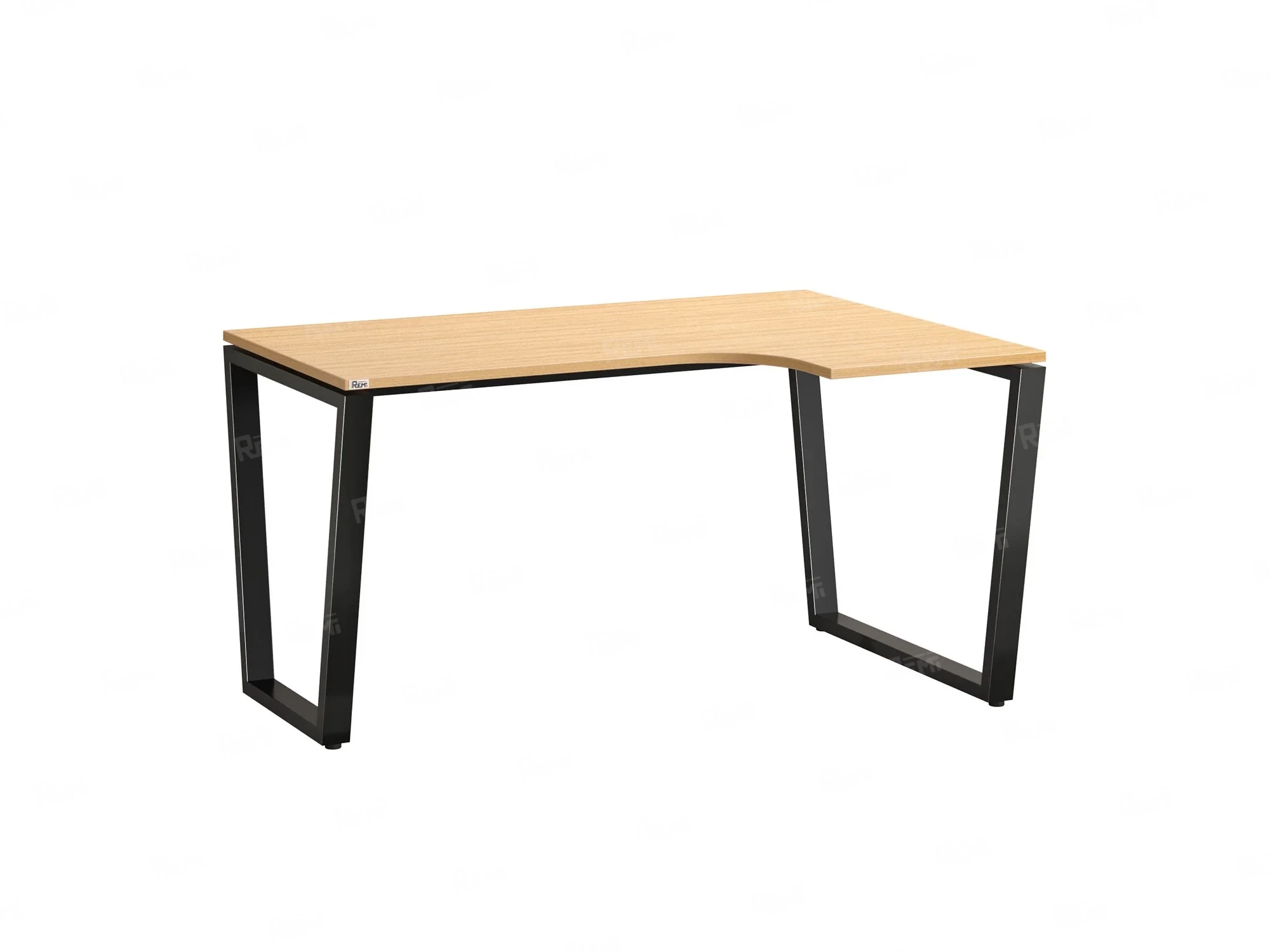 Стол угловой, U-опора, правый 1400x900/1200x750, RM050-14x9-12 Вяз Швейцарский светлый/Черный