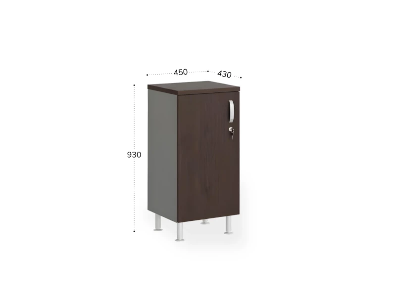 BRL RB045-45х43L Шкаф закрытый узкий 2 уровня левый 450х430х930 Венге/Серый вулканический