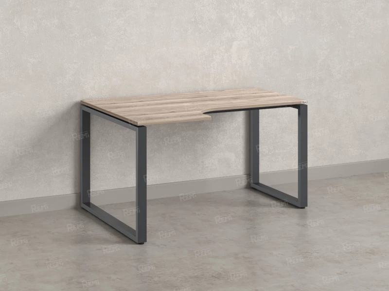 Стол угловой, О-опора, левый 1600x600/900x750, RM055-16x6-9 Дуб Маувелла/Серый