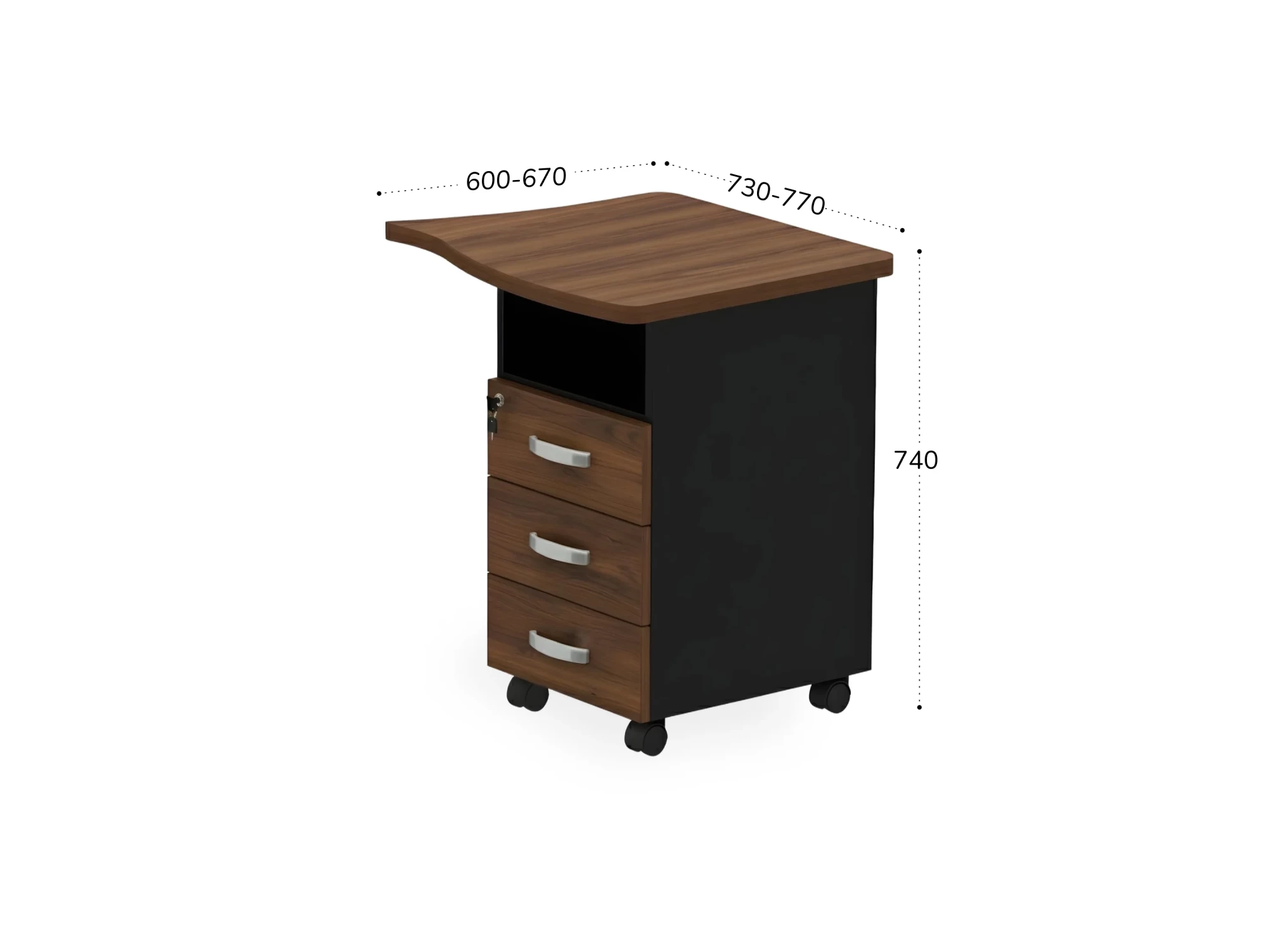 BRL RB089-73х60R Тумба приставная правая 730х600х740 Орех Вармия/Черный