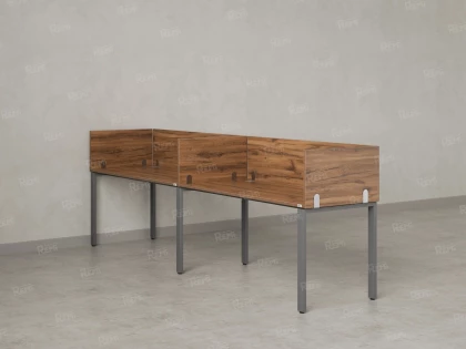 Бенч-система в 1 ряд, 2 рабочих места 5 ЛДСП экранов 3200x800x750 RM167-2-32x8 Дуб Юстус/Серый