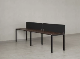 Бенч-система в 1 ряд, 2 рабочих места 2 тканевых экранов 2400x600x750 RM167-3-24x6 Дуб Апрельский шоколад/Черный