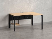 Стол угловой, экран металл, П-опора, правый 1600x900/1200x750, RM058-16x9-12 Вяз Швейцарский светлый/Черный