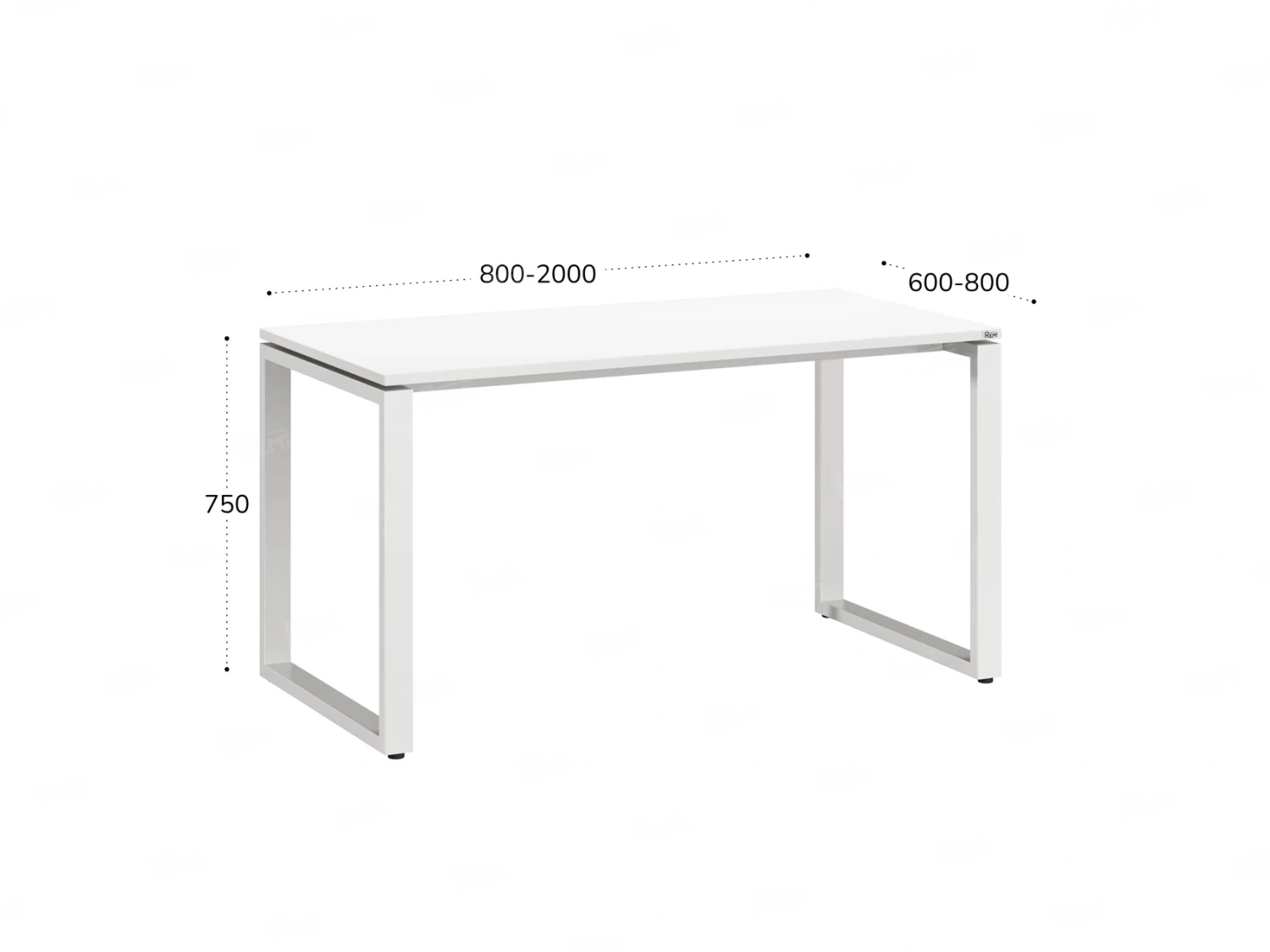 Стол прямой на O-образных опорах 1000x800x750 RM002-10x8 Белый/Белый