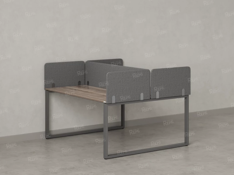 Бенч-система, 2 рабочих места, 5 тканевых экранов 1600x1200x750 RM169-3-16x12 Дуб Маувелла/Серый