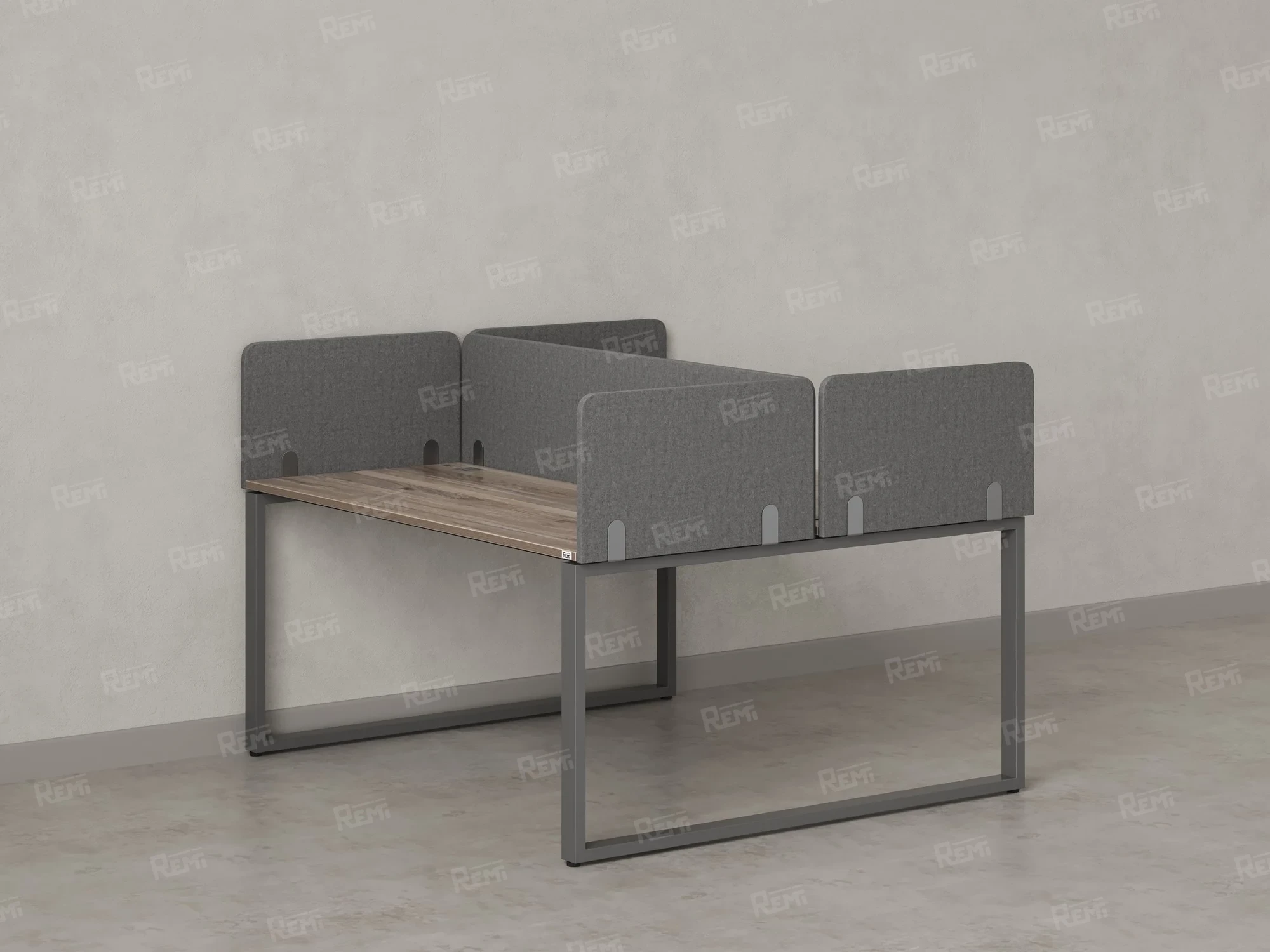 Бенч-система, 2 рабочих места, 5 тканевых экранов 1600x1200x750 RM169-3-16x12 Дуб Маувелла/Серый