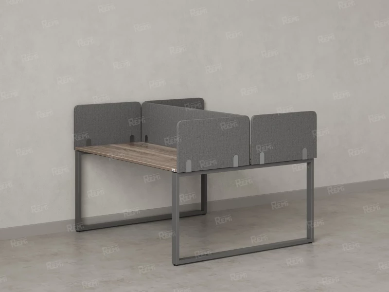Бенч-система, 2 рабочих места, 5 тканевых экранов 1600x1200x750 RM169-3-16x12 Дуб Маувелла/Серый