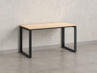 Стол прямой на O-образных опорах 2000x600x750 RM002-20x6 Вяз Швейцарский светлый/Черный