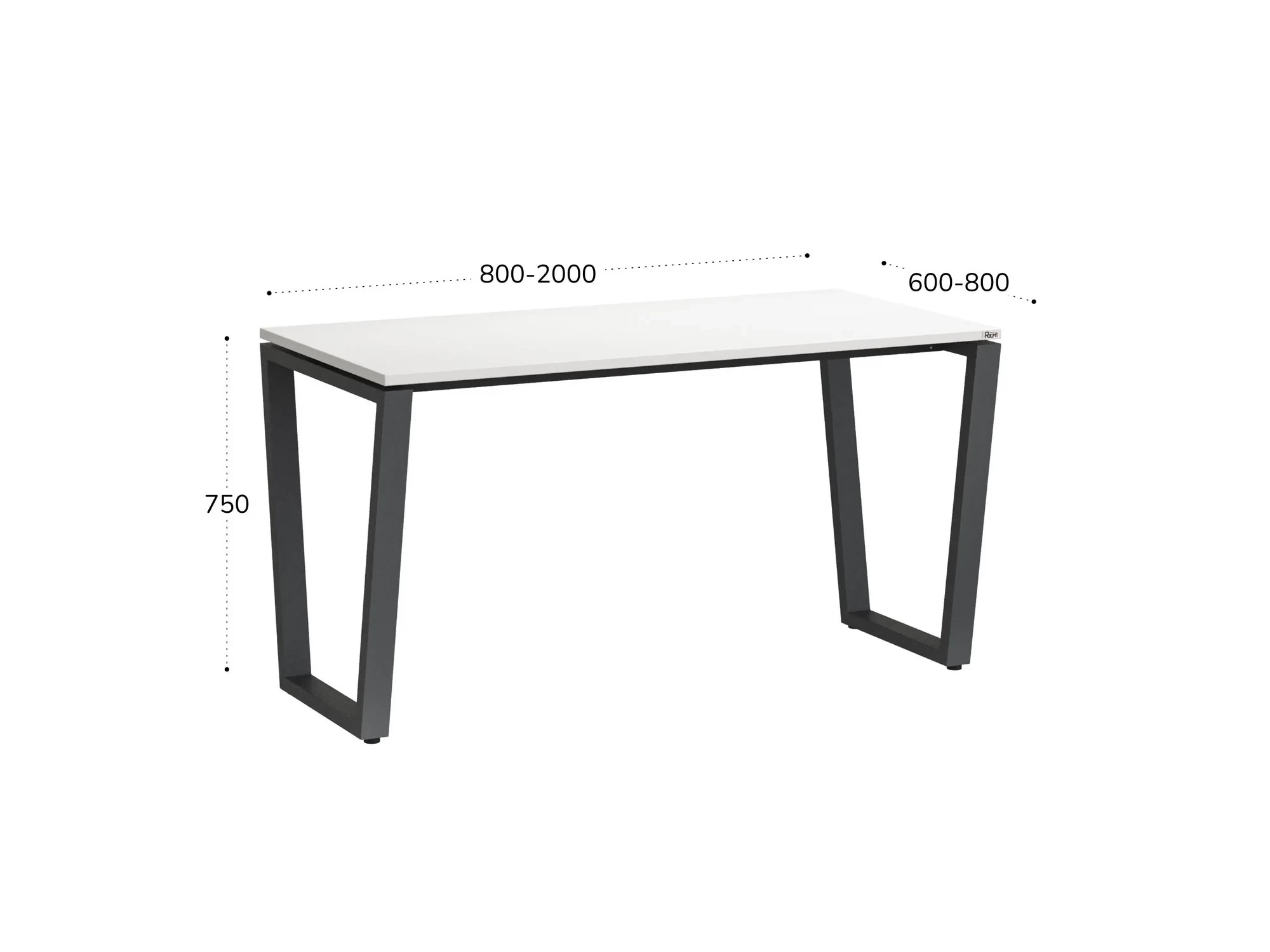 Стол прямой на U-образных опорах 1000x700x750 RM003-10x7 Белый/Серый